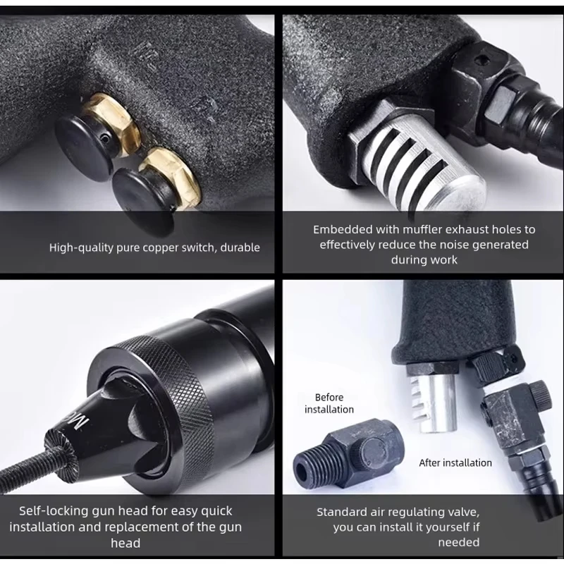 Pistolets à écrou à rivets pneumatiques autobloquants M3/M4/M5/M6/8/M10/M12, insérer des rivets à filetage pour écrous en fer et en aluminium