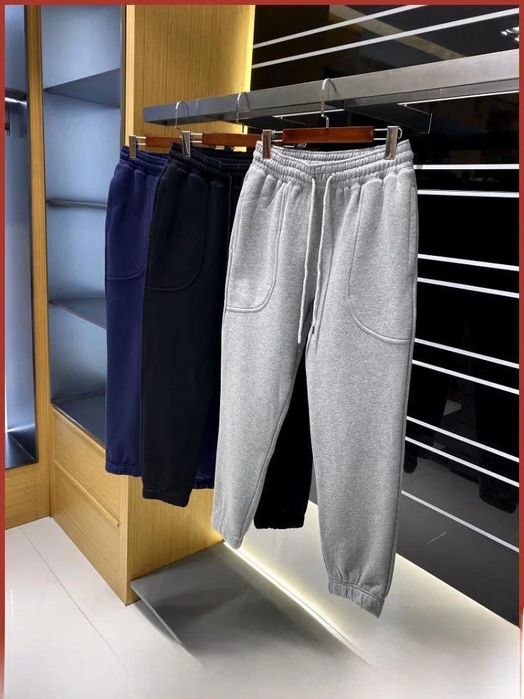 

Faionable Thiened Fce на подкладке, простые мужские повседневные брюки, прямые длинные брюки, молодежные городские цвета