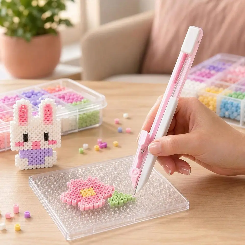 Retractable Fuse Bead Pen Smooth Gliding Handheld Bead Placement Pen Single Needle DIY Educational Toys Bead Tweezer Pen