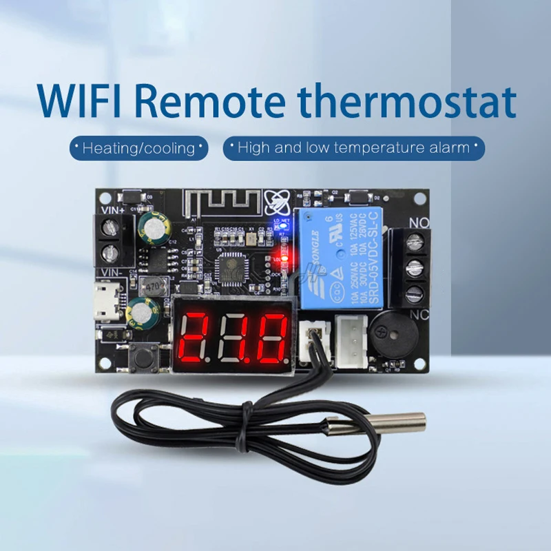 Remote WIFI Thermostat High Precision Temperature Controller Module Cooling And Heating APP Temperature Collection HighLow Alarm