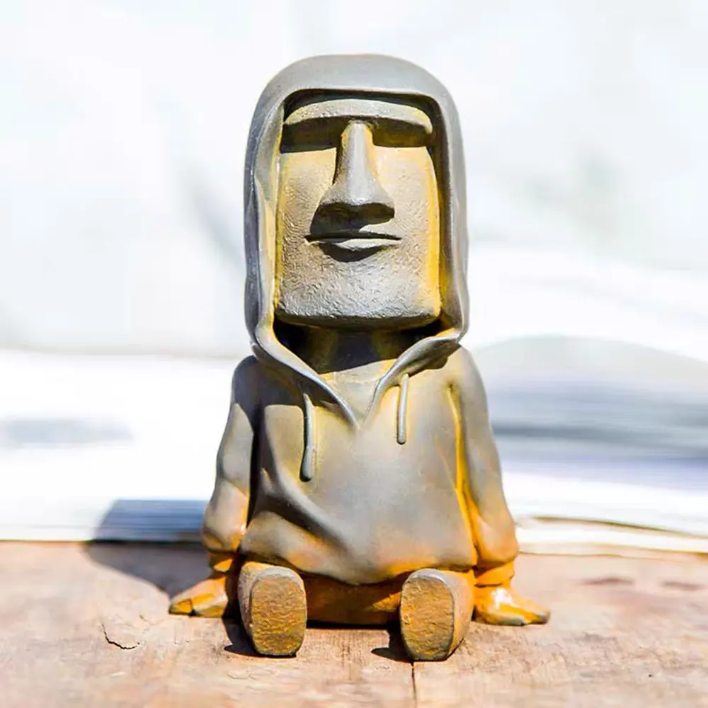 Creative Easter Island Moai Mobile Phone Stand Mold DIY Cement Business Card Holder Cell Phone iPad Stand Plaster Resin Mold