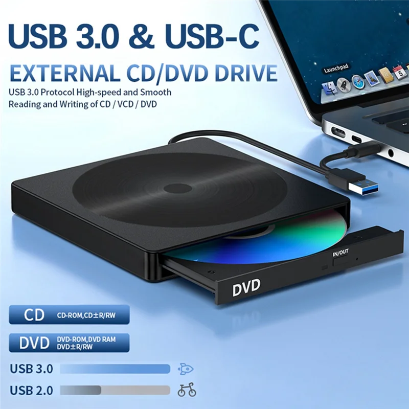 

Type-C USB-C USB3.0 DVD Burner External Mobile Laptop External Optical Drive External Drive