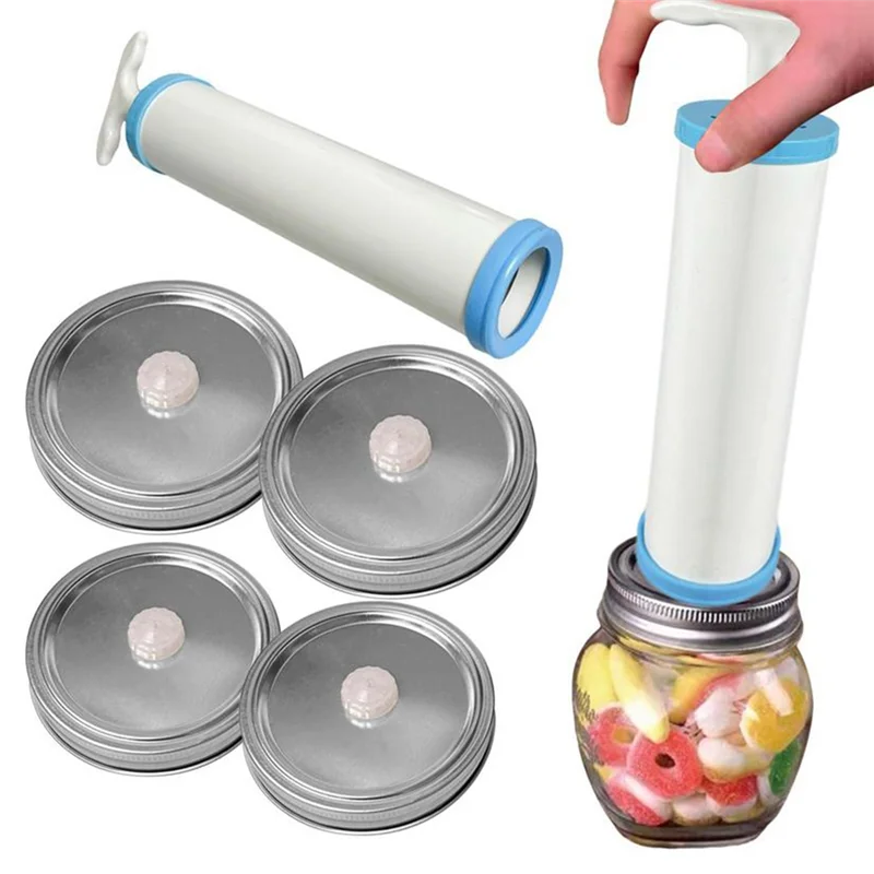 AT28-Mason Jar Vacuum Lid Set Food Vacuum Jar Mason Jar Vacuum Pump Head Handheld Jar Sealer Vacuum Sealer Accessories