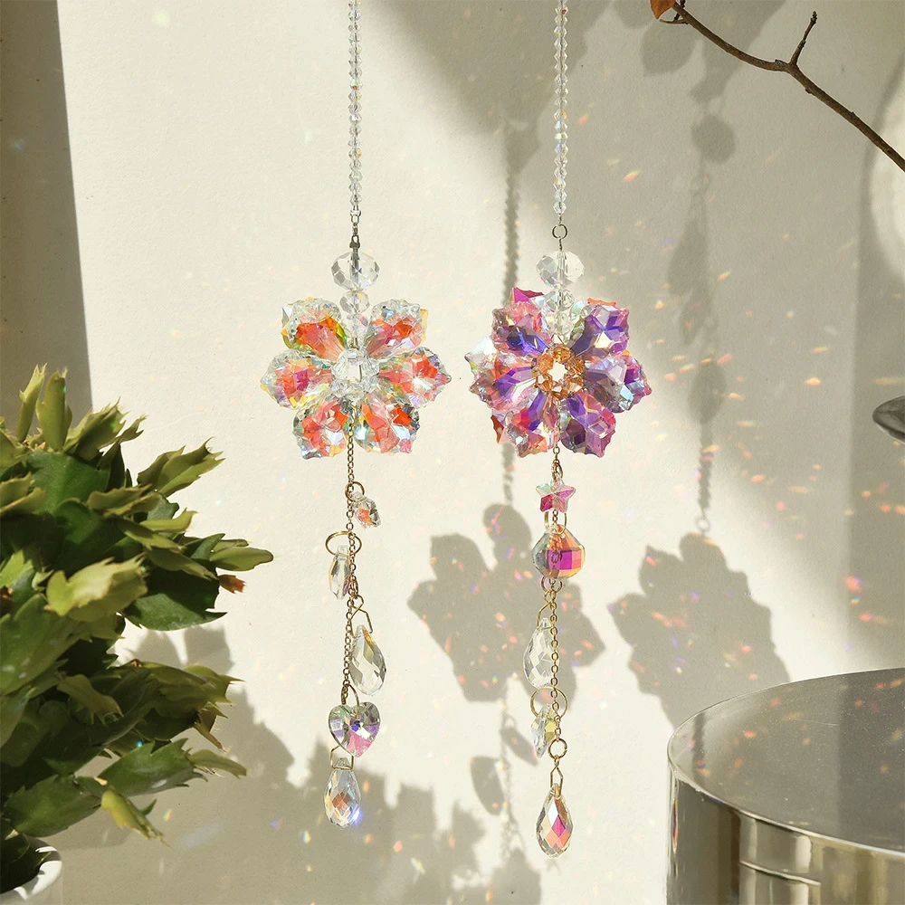 Crystal Suncatcher Moon Star Rainbow Sun Catcher Wind Chime Pendant Sun Catcher Pendants Outdoor Garden Yard Hanging Decor