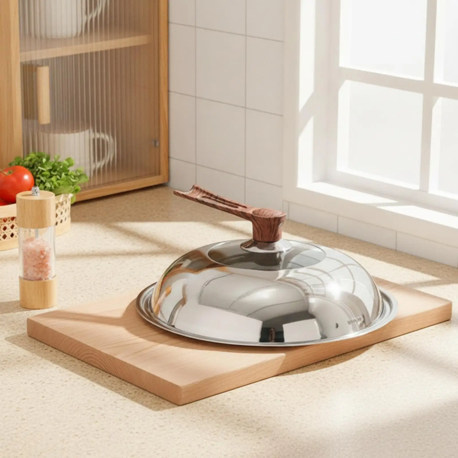 Domed Pot Lid with Viewing Section Transparent Stainless Steel with Glass Window Clear Universal Pan Lid for Home Cooks,