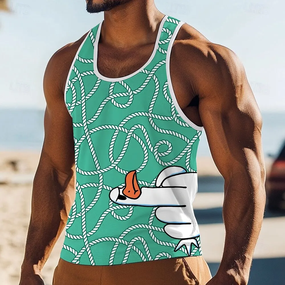 

Funny 3D Abstract Duck Graphic Print Tank Tops For Men Loose Breathable Sweat Absorbing Sleeveless Vest Fashion Summer Daily Top