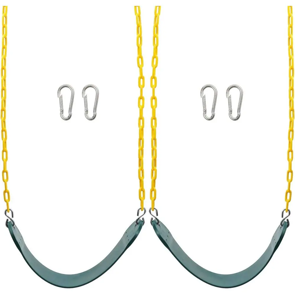 

2PCS Swings Seats Heavy Duty with 66" Chain, Playground Swing Set Accories Replacement with Snap Hooks, Support 250lb (2, Green)