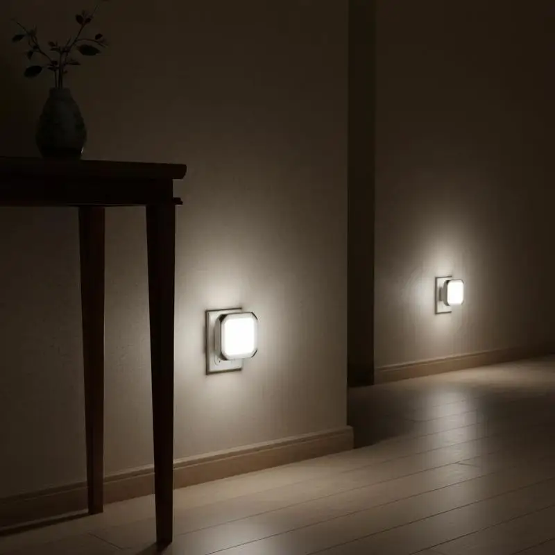 

Plug-in Bedside Lamp 2 Pack for Bedroom Bathroom Hallway, Dusk-to-Dawn Light Sensor 0.6W 3000k Soft White Light Home Illumination Accessory