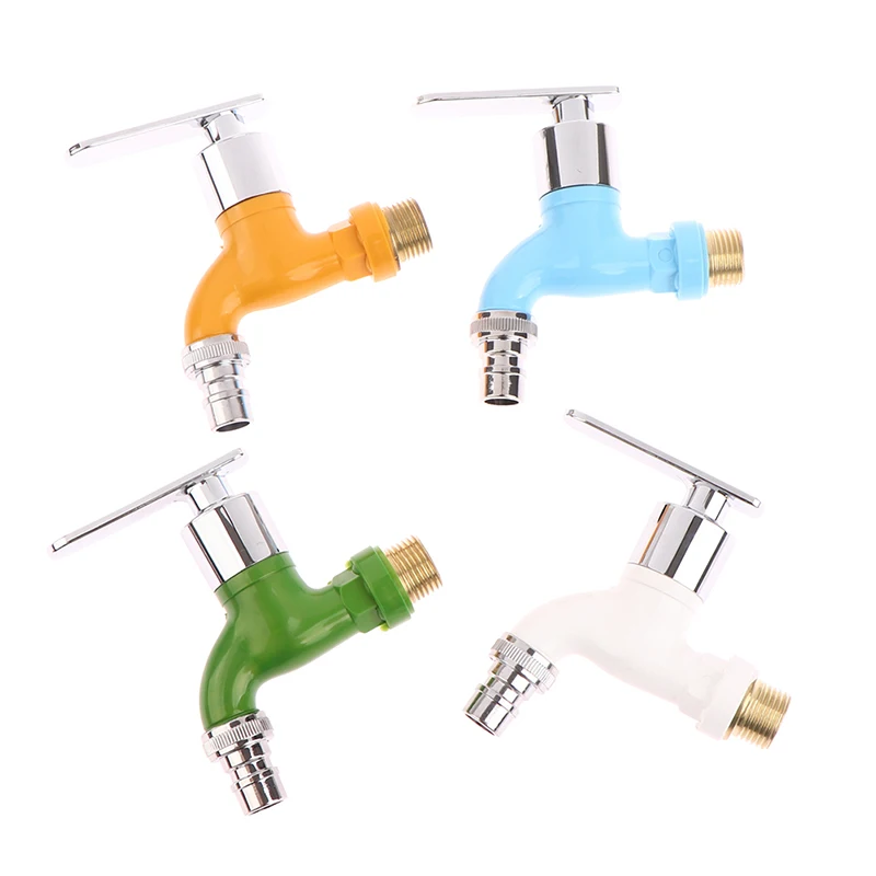 Grifo macho montado en la pared para lavadora, manguera de agua de plástico, conector rápido, 4 colores, 1/2 pulgadas, para jardín y balcón