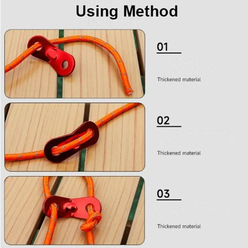 

4mm Outdoor Tent Guyline Ropes 4M Length Aluminum Alloy Adjustment Buckles with 2 Holes Adjuster Tensioner Tarp Canopy Ropes
