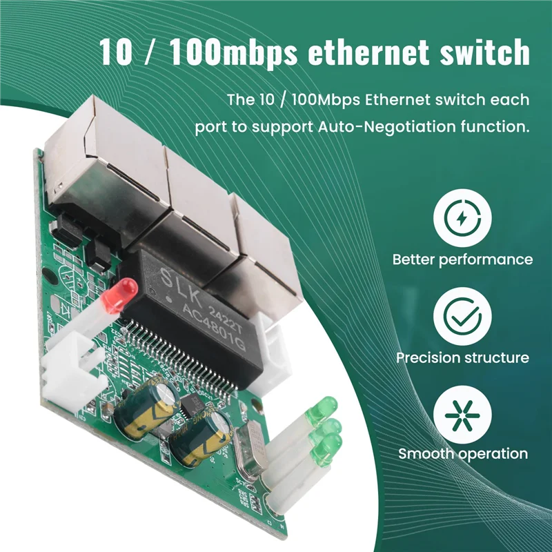 Novo-interruptor rápido mini interruptor ethernet de 3 portas 10 / 100mbps interruptor de rede hub placa de módulo pcb para módulo de integração de sistema