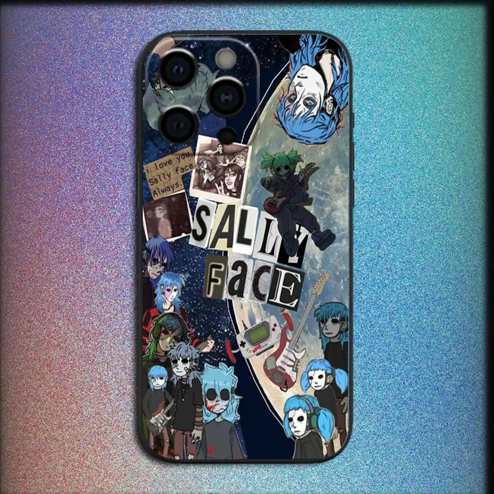 حافظة هاتف لهاتف آيفون 16,15,14,13,12,11,Pro,XS,Max,XR,Plus,E,Mini مقاومة للصدمات كارتونية S-Sally Face SF غطاء أسود رائع
