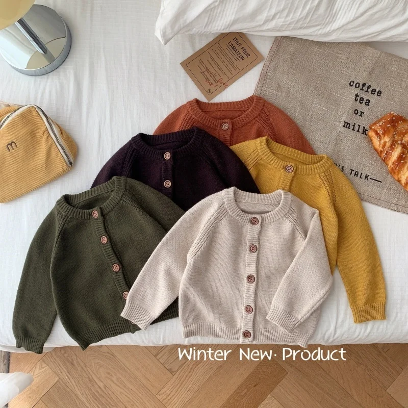

Autumn Winter Boys Girls Knitted Sweater Cardigan Toddler Clothes Baby Boy Girl Cardigan Children Outerwear Kids Coat Jacket