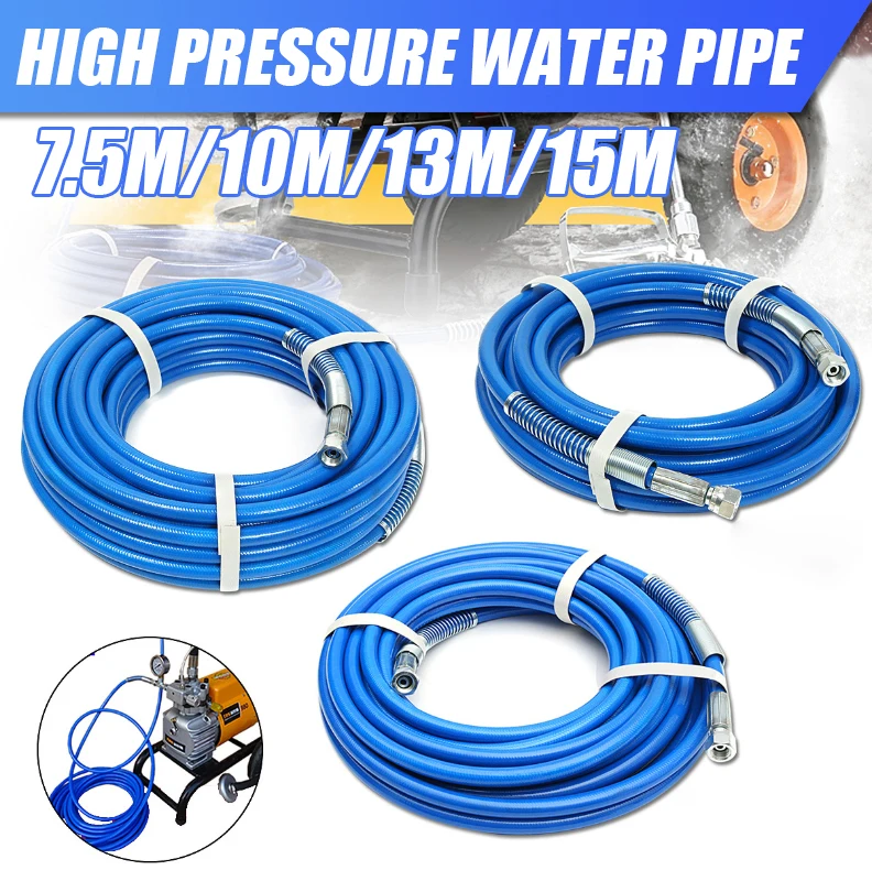 7.5/15M Airless Spray Hose High Pressure Hose Connector 5000PSI Airless Sprayer Paint Hose Spray Gun Water Pipe Cleaning Tool