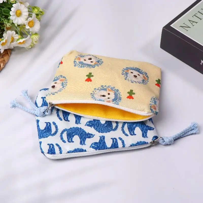 Bonito filhote de cachorro gatinho moeda bolsa moda portátil saco cosmético mini sacos de armazenamento organizador com zíper para presentes da menina