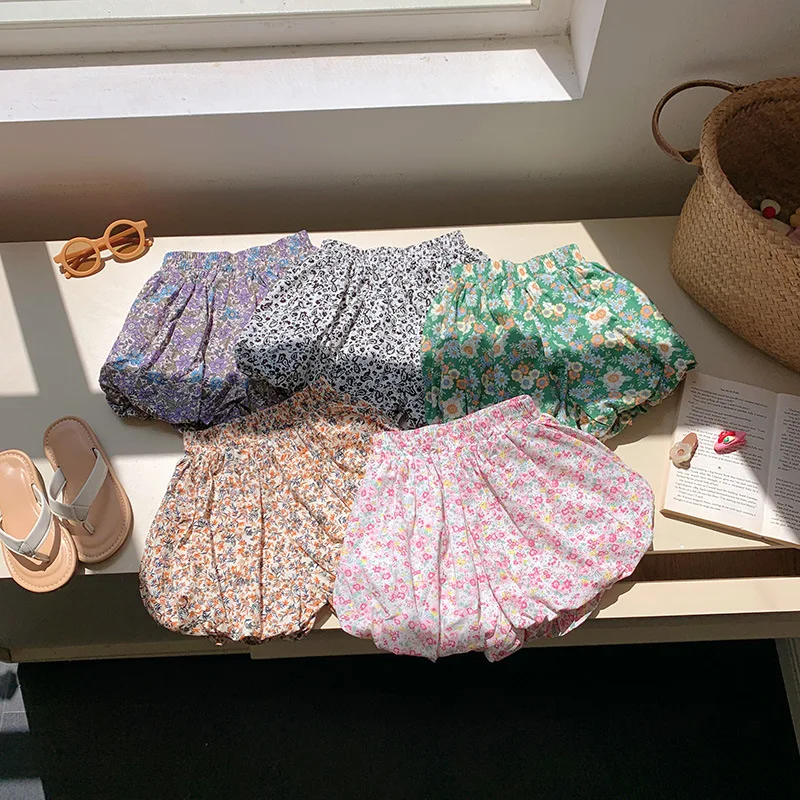 Girls' Flower Bud Shorts Summer Fashion Children's Summer Clothes Girls' Lantern Pants Baby Loose Thin Children's Skirt Pants