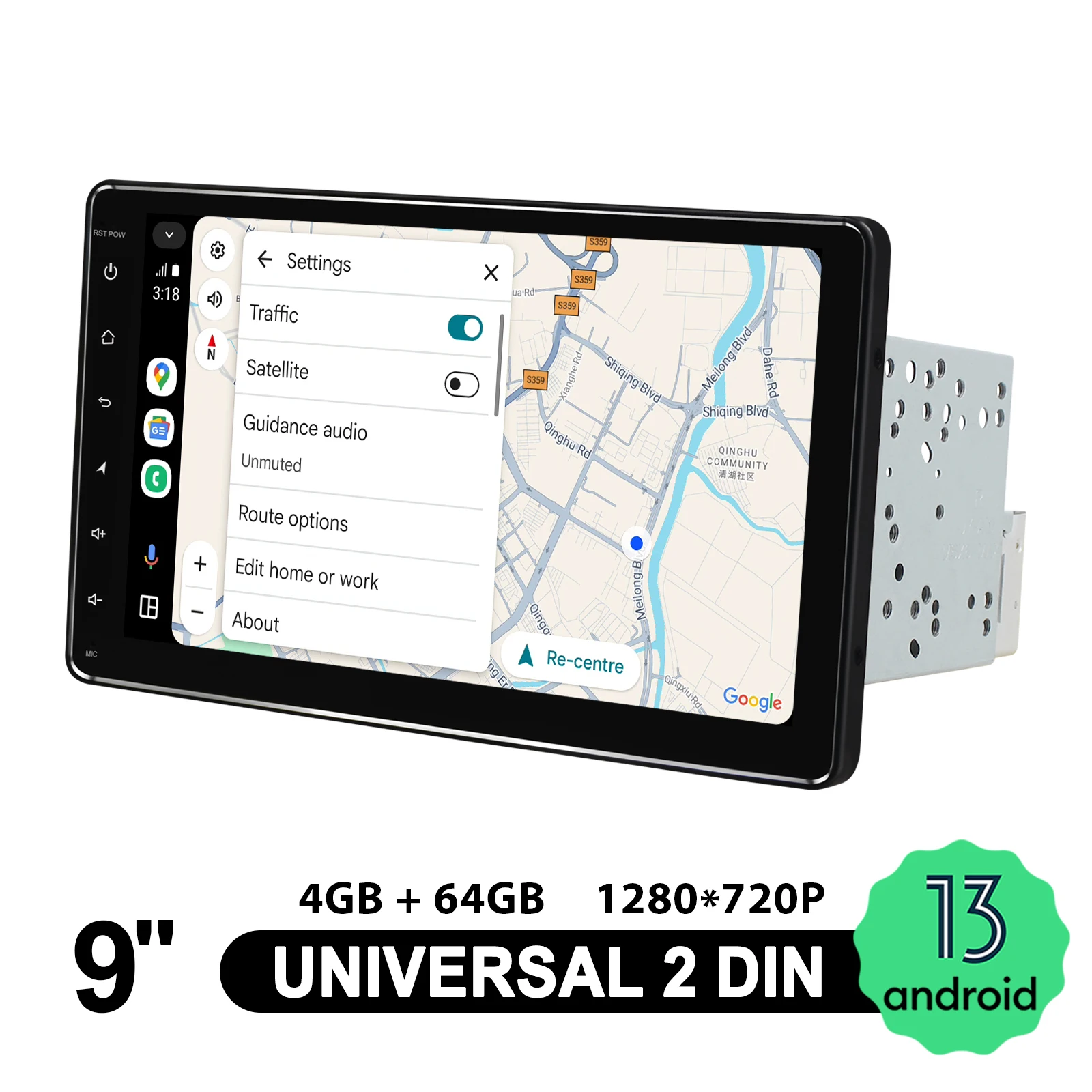 

JOYING 9 Inch Universal Android 13 Car Radio Stereo Double DIN GPS Navigation Bluetooth WiFi USB Touchscreen Multimedia Player