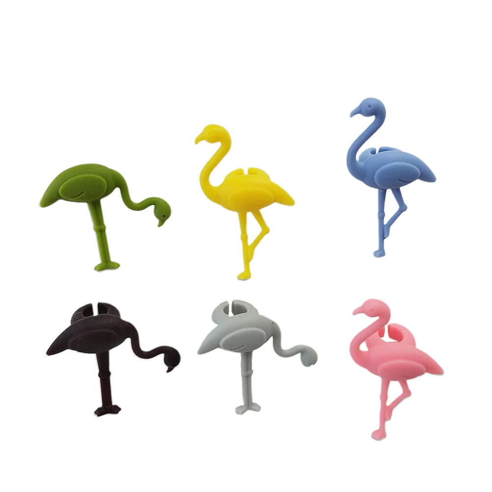 6 Pcs Flamingo Wine Glass Tags Silicone Drink Marker Party Accessories Glass Recognizer Flamingo Shape Wine Glass Charms Kitchen