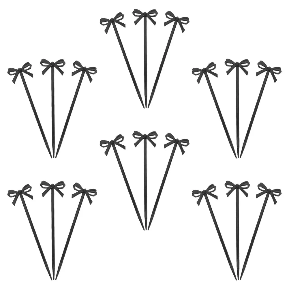 

24pcs Butterfly Bow Cake Toppers Black Plastic Food Picks Party Birthday Cupcake Cocktail Skewers Fruit Fork Decorations