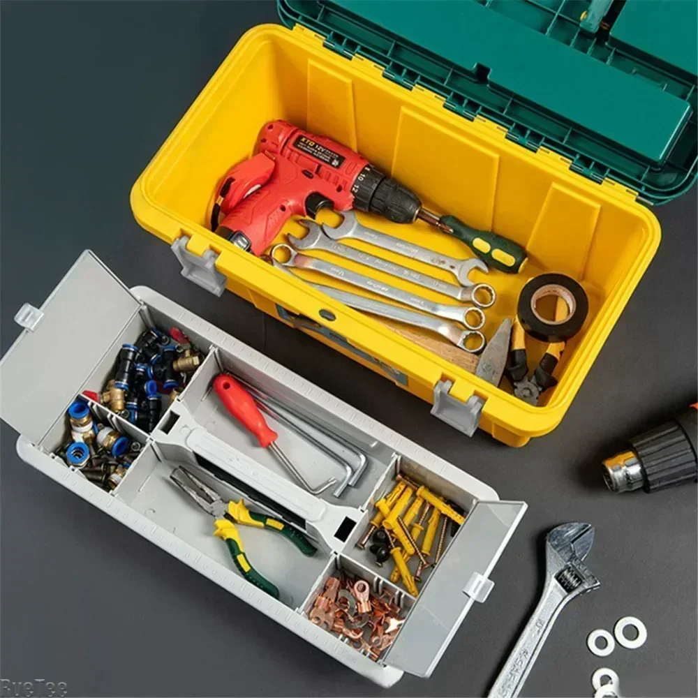 Storage Box Double-layered Tool Box with Lid Screw Organizer Box Tools Case Dividers Tool Organizer Garage Storage