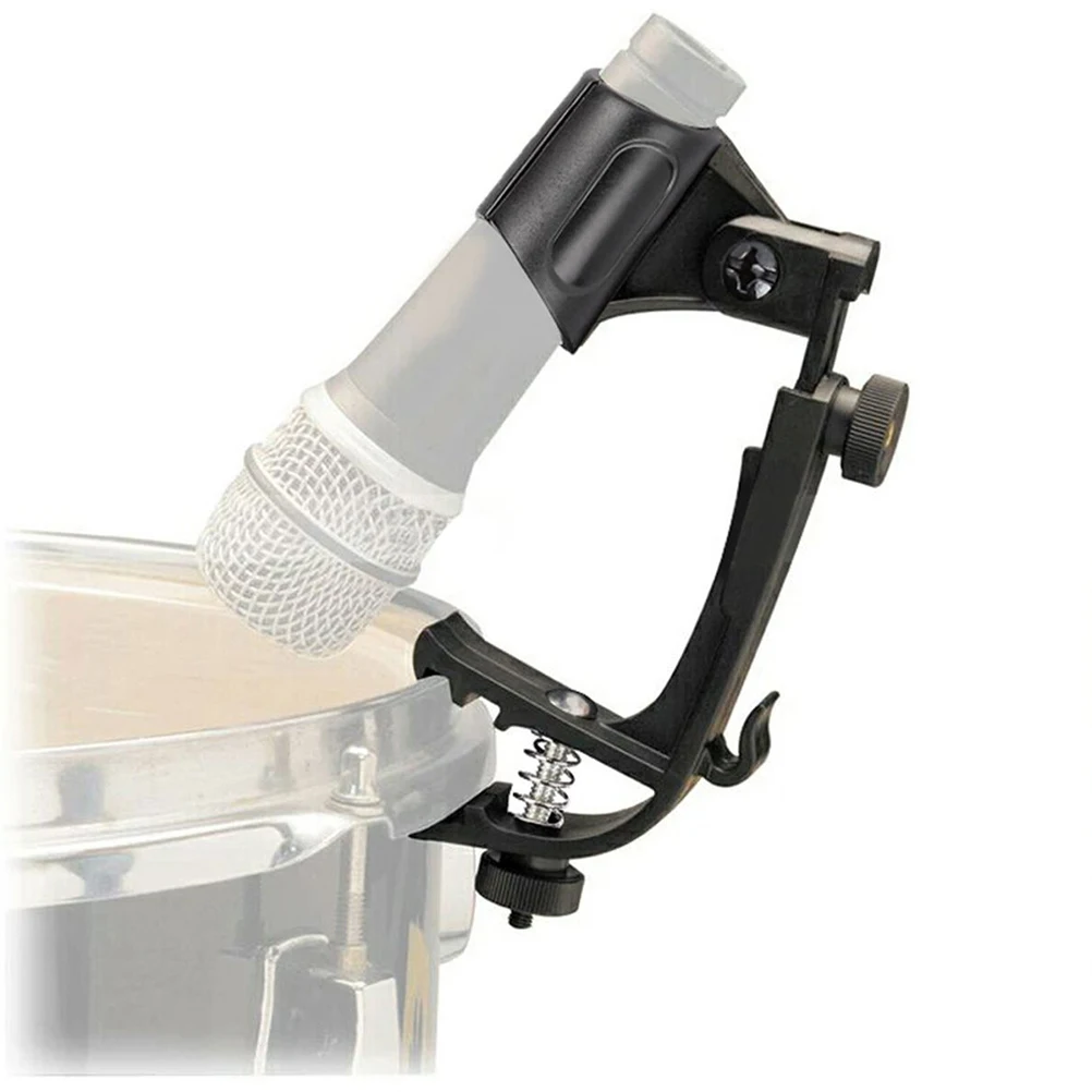 

2Pcs Drum Microphone Clip Black Adjustable Height Angle for H held Mics Durable Metal Reusable Mic Holder Gear