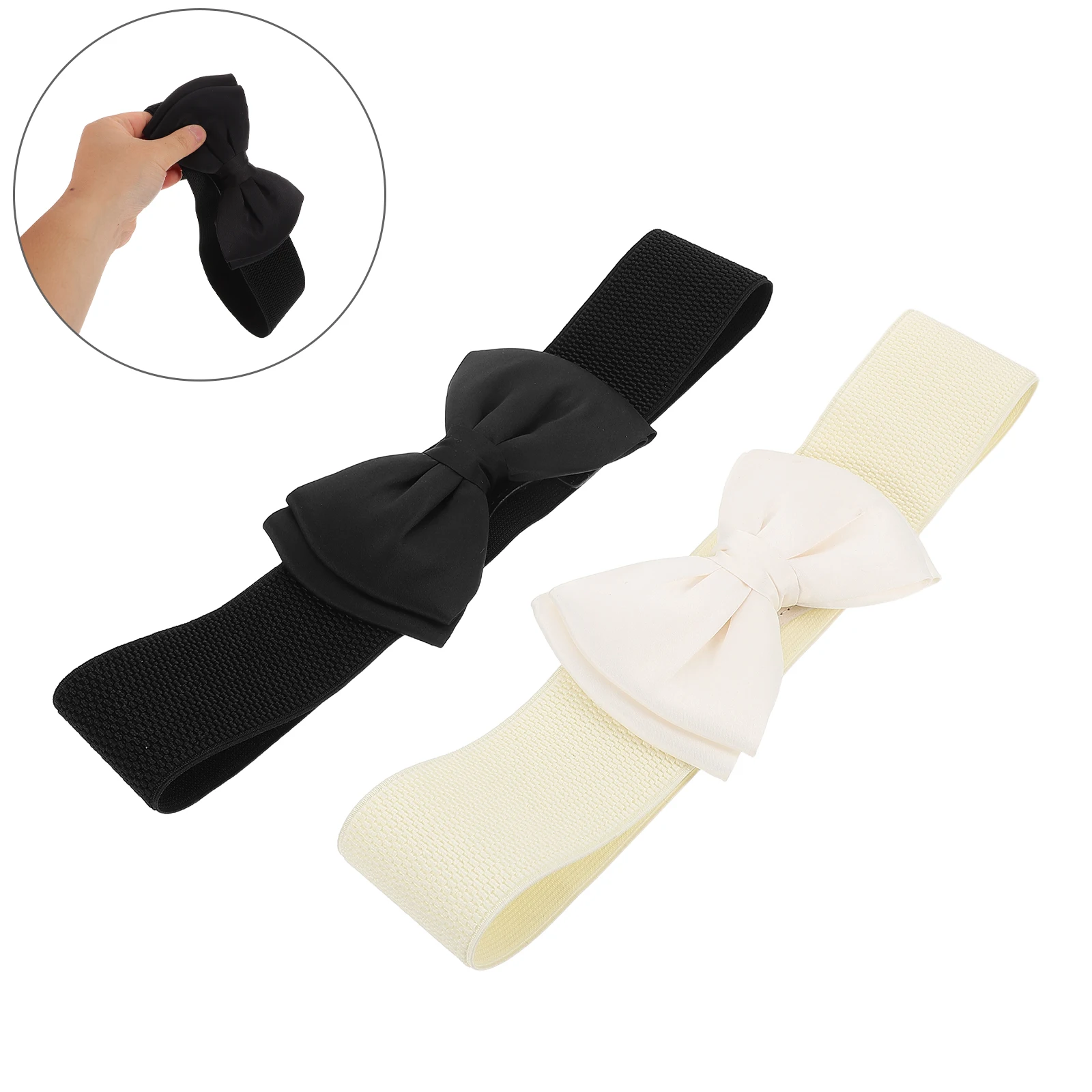 

2pcs Wide Stretchy Bowknot Waistband Vintage Corset Cinch For Women 75Cm Kids Chiffon Accents Plus Size Friendly Breathable