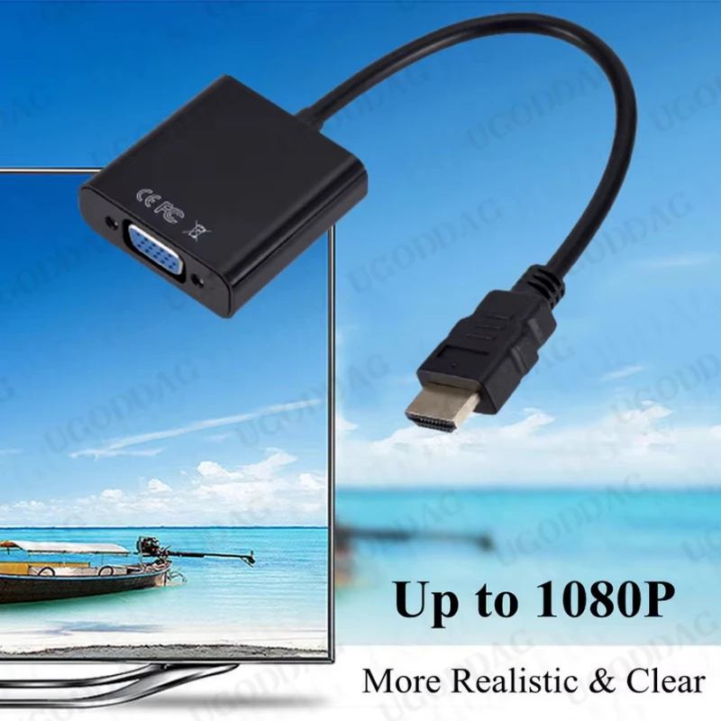 HD 1080P HDMI-compatible to VGA Adapter Cable With Audio Power Port Converter Apply to PS4 XBOX PC Laptop HDTV Projector Monitor