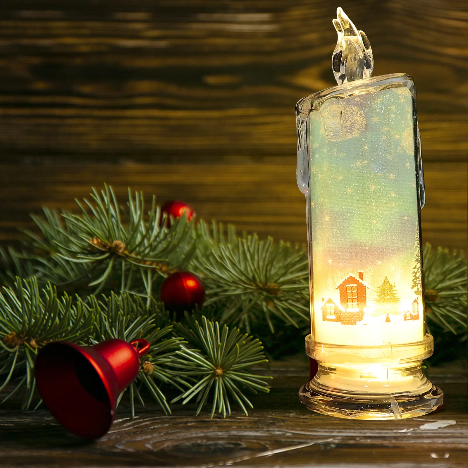 

Flameless LED Christmas Candles 4pcs Set Warm Light Xmas Decorations for Party Home Holiday Decoration Supplies