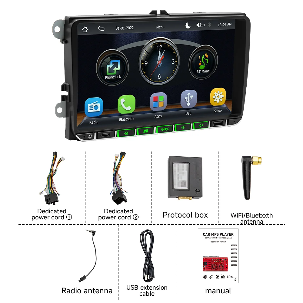 9 inch MP5 Car Radio Multimedia Player Wireless CarPlay Android Auto For VW POLO 5 6R GOLF 5 6 Plus PASSAT JETTA TIGUAN SKODA