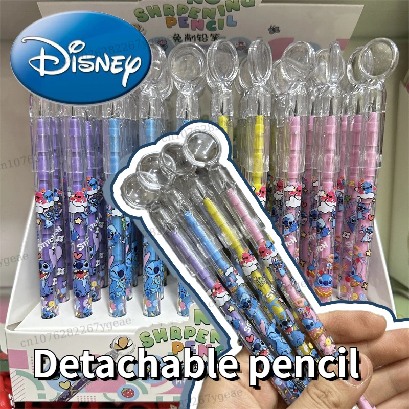 

1/4pcs Disney Stitch No Sharpening Color Pencil Magnifying Mirror 10 Pencil Tips Children's Stationery Writing Pen School Supply