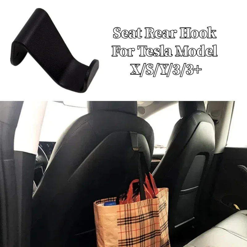 For Tesla Model X/S/Y/3/3+ New Seat Rear Hook Storage Bag Hidden Small Hook Backseat Clothes Umbrella Hanger Car Accessories