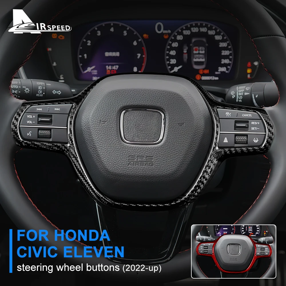 

Настоящее твердое углеродное волокно для Honda CIVIC 11gen 2022-up Панель рулевого колеса рамка крышка внутренняя отделка декоративные аксессуары