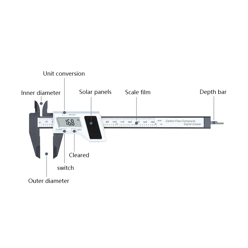 Digital Metal 0-150mm Solar Vernier Caliper LCD Caliper 6\