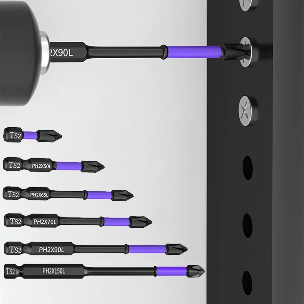 10/20 Pcs PH2-Cross Screwdriver Set Magnetic Batch Head Impact Drill Bit Alloy Steel Non-slip Cross Screwdriver 25/50/65/70/90m