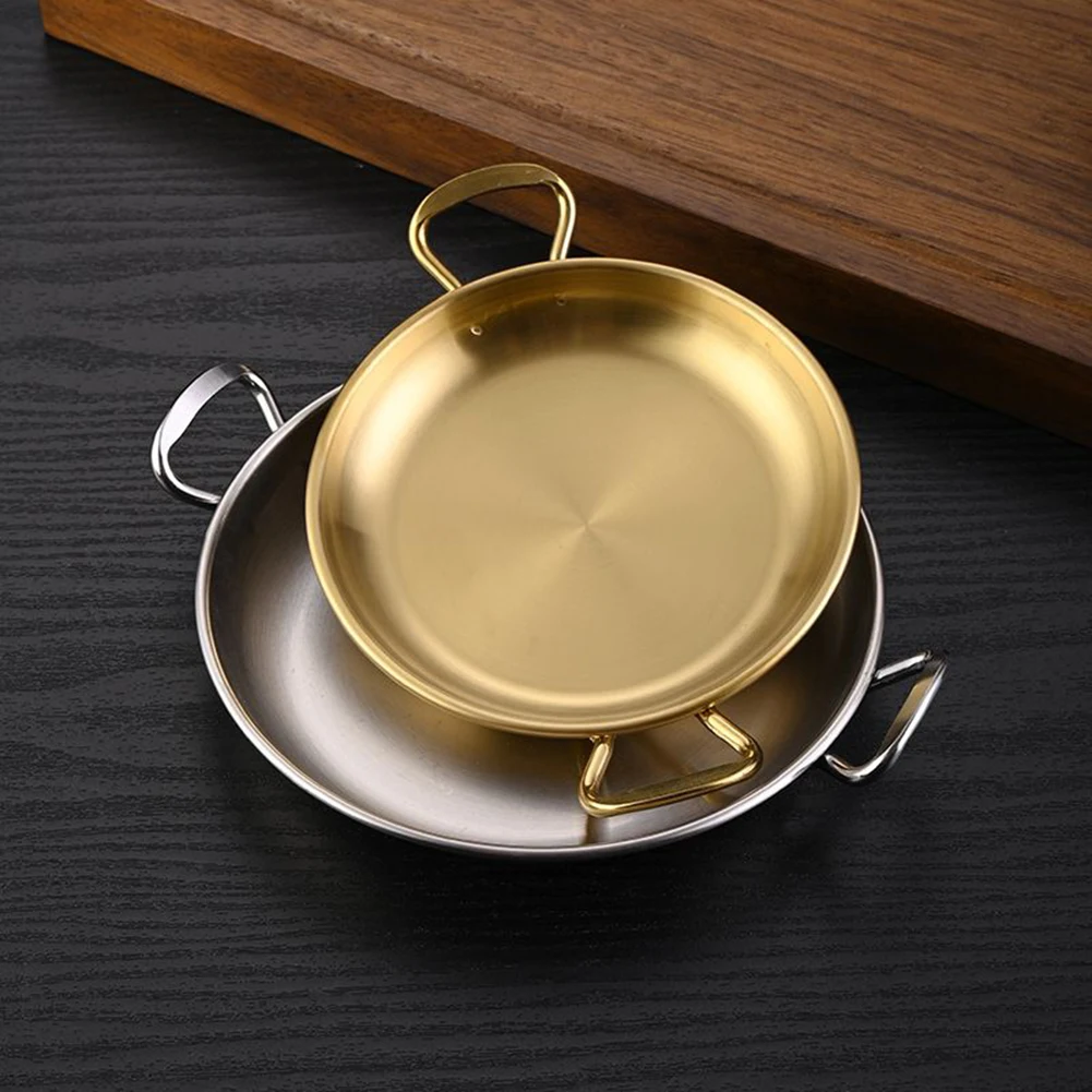 Stainless Steel Saucepan Dry Pots Home Cooking Seafood Rice Pot Paella Pan Picnic Snack Plates Cookware With Handle For Kitchen