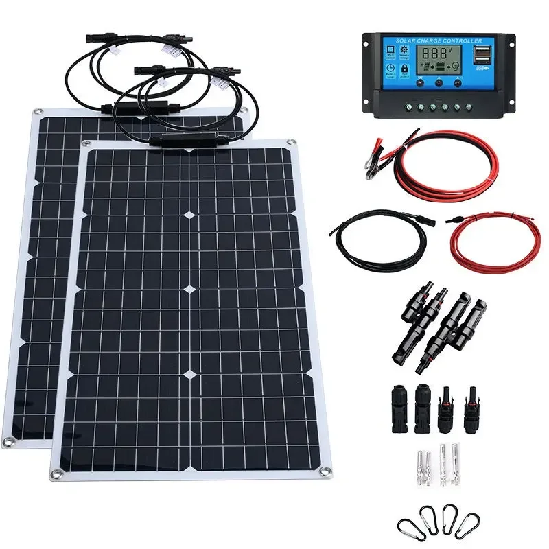 2000W Solar Panel Kit Inverter Solar Controller Waterpfoof Comping Solar Power 110V-220V Generation Intelligent Charging Board