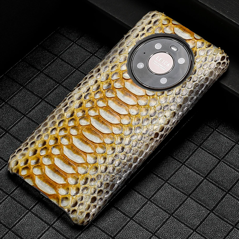 LANGSIDI Genuine Leather Python phone case for Huawei Mate 40 pro mate 30 pro 20 back cover for HUAWEI P50 P40 pro p30 pro P20