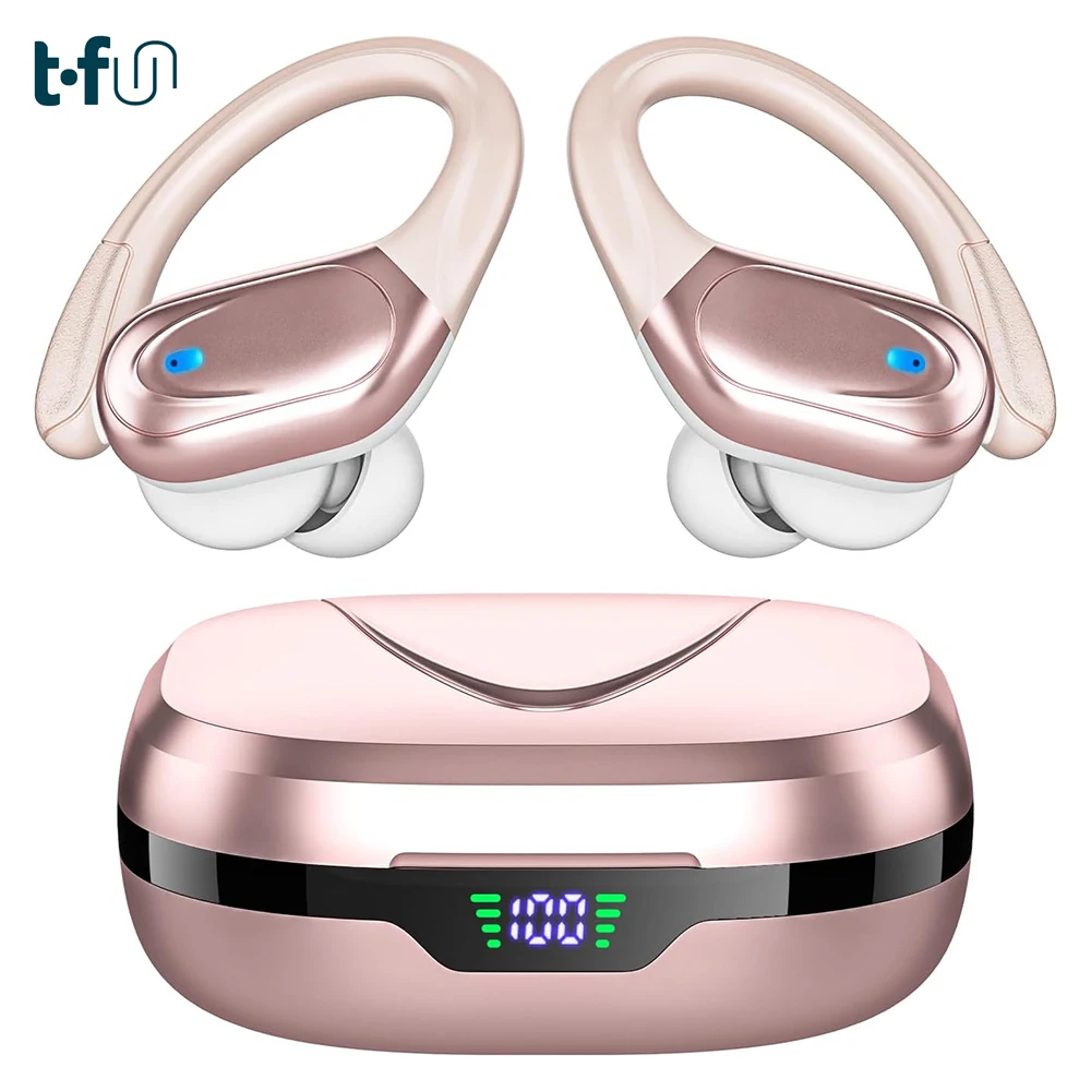 سماعات أذن لاسلكية بلوتوث V5.3 مع مكالمة AI ENC واضحة وصوت عالي الدقة، سماعات رأس لاسلكية مقاومة للماء IPX7 للرياضة