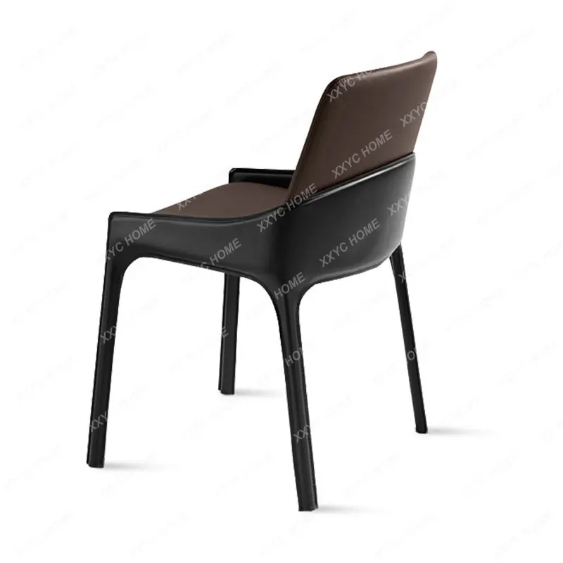 Dining Chair Modern Minimalist Saddle Leather Restaurant Light Luxury Armchair