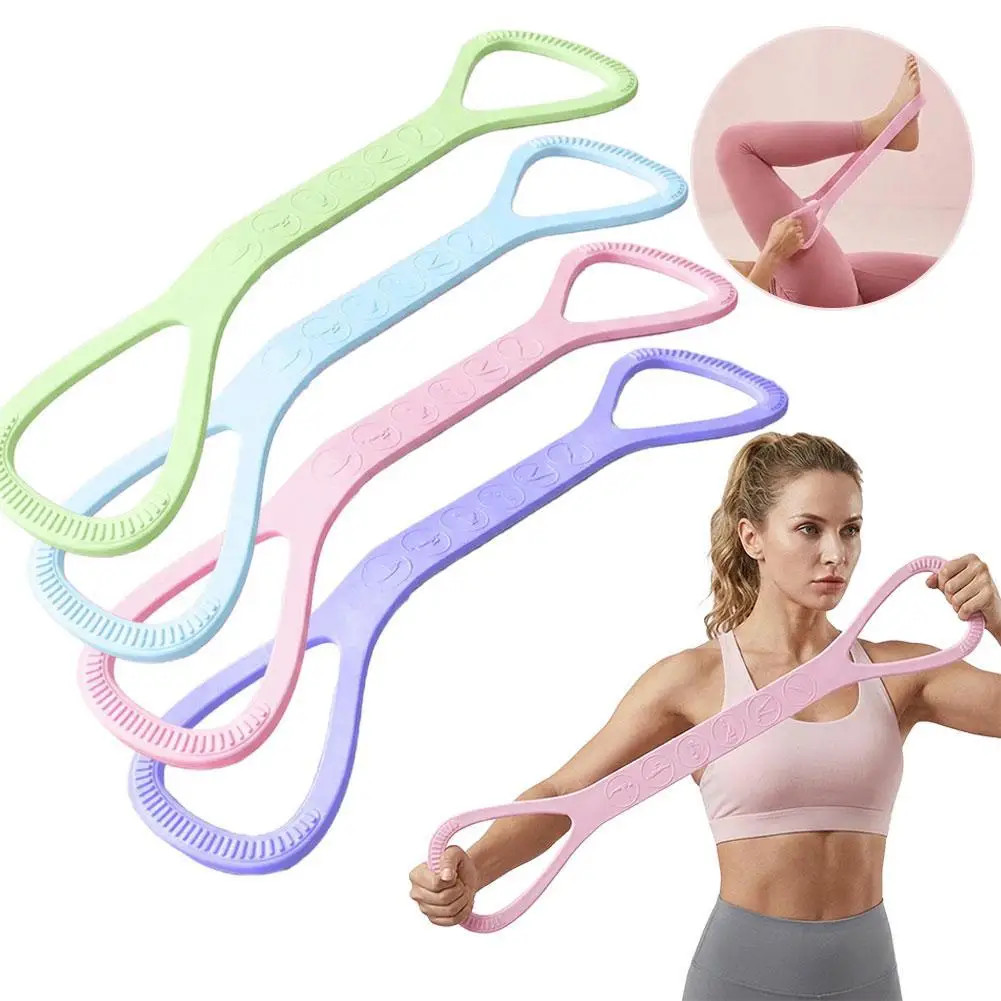Figure-eight Resistance Band Yoga Stretch Trainer Shoulder Back Fitness Exercise Elastic Band For Women Home Gym Workout