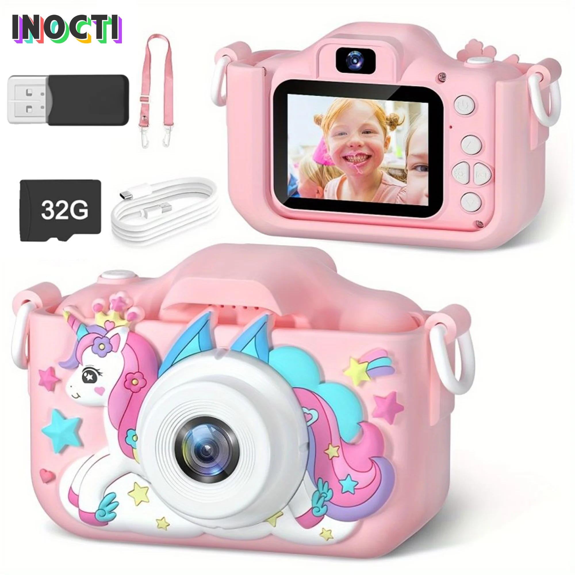 

INOCTI Kids Camera, Toddler Digital Video Camera, Gifts Toys Suitable For 3 4 5 6 7 8 9 10Year Old Girls Boys Christmas Birthday