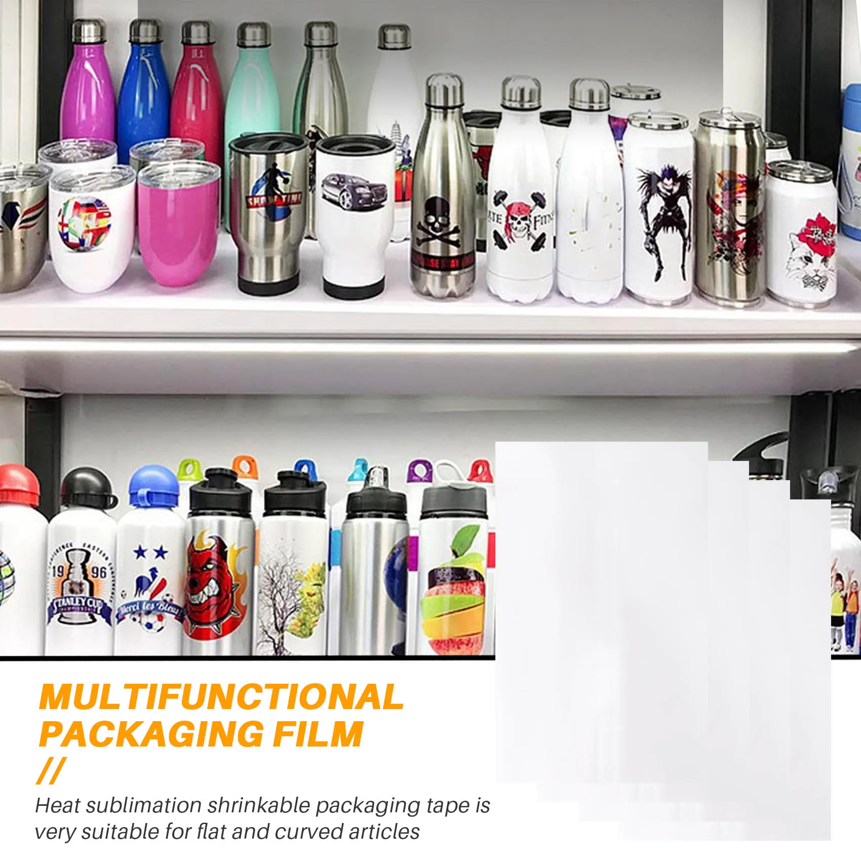 

Premium 100 Pieces Sublimation Shrink Wrap Sleeves 5X10 Inch White Bag for 567G Tight Tumblers, Heat
