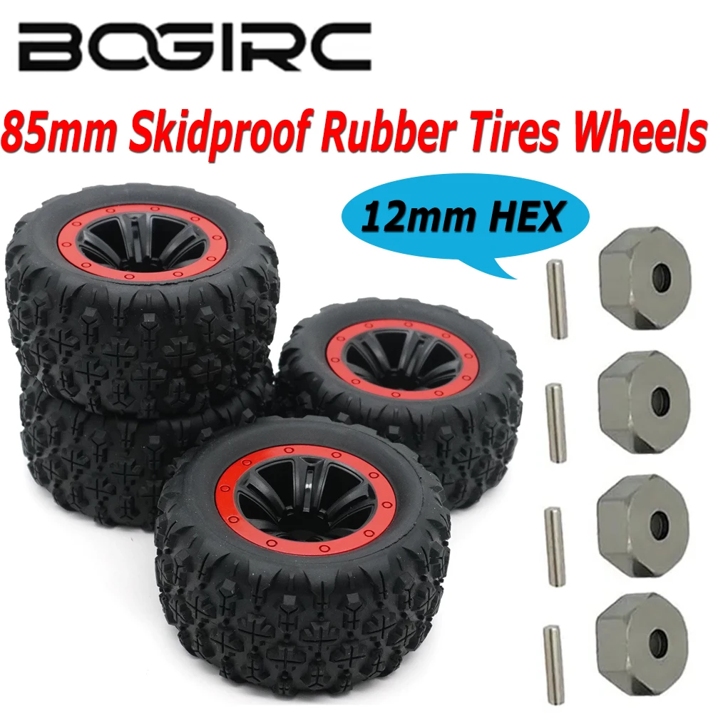 

BOGIRC 4PCS 85mm 12mm Hex Monster Truck Wheel Rubber Tires for SCY 16101 Pro 16102 Pro WLTOYS 144001 144010 1/16 Off-Road RC Car