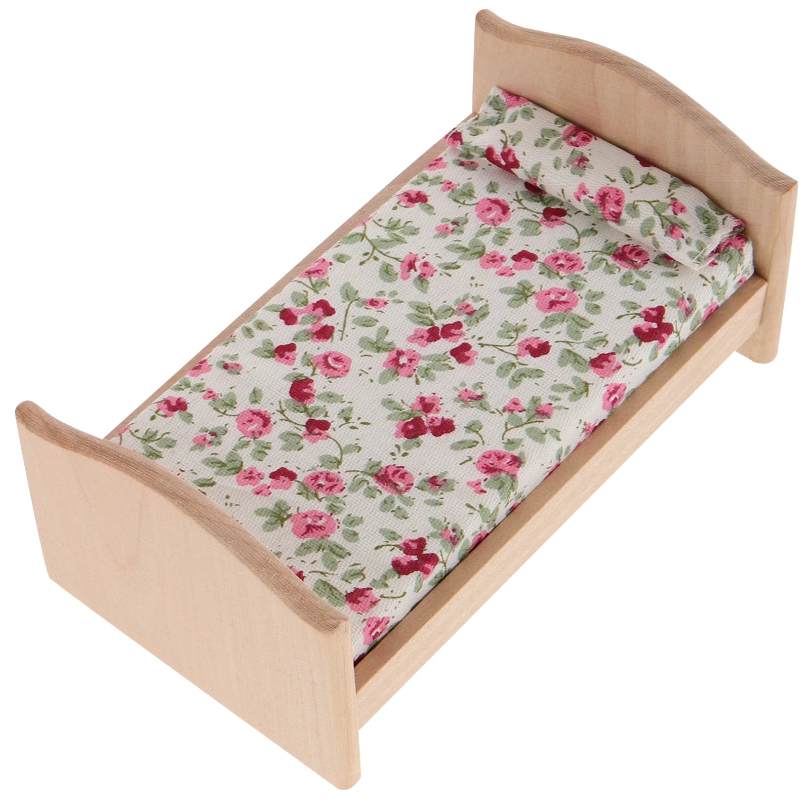 Kids Room Furniture DIY Mini Bed Dollhouse Single Wood Individual Miniature Toy