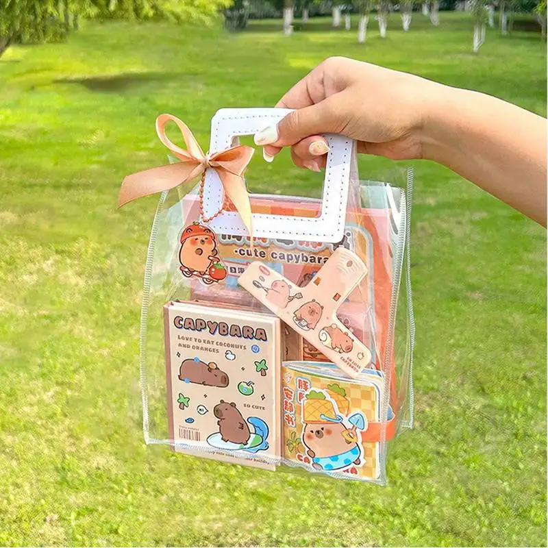 1Set Capybara Stationery Set Cartoon Cute Handbag Stationery Set Office School Supplies Student Stationery Birthday Gifts