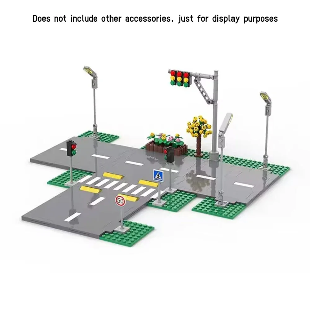 City Road Street Baseplate Building Blocks อิฐ Pedestrian Crossing ฐานใช้งานร่วมกับ Leduo ปริศนาของเล่น 60301 69915 71772
