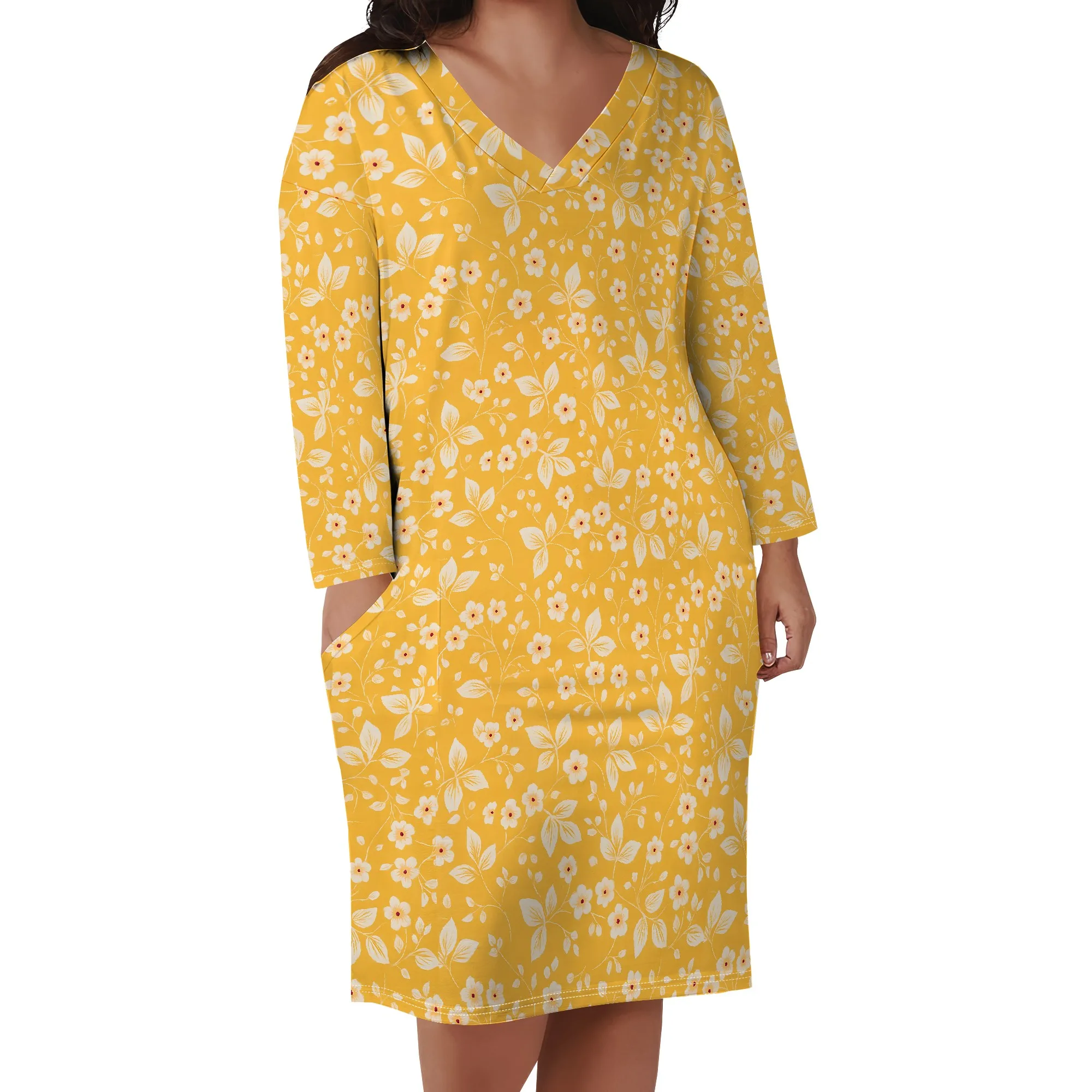 

Women's Plus Size Casual Midi Dresses Short Sleeve T Shirt Dress with Pockets