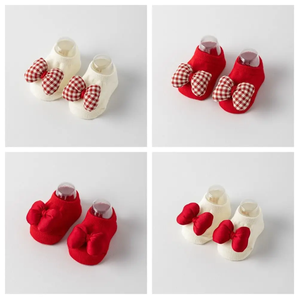 

New Cotton Newborn Kids Socks Red Bow 0-3years Baby Girls Boys Warm slippers New Year Children Sock Autumn Winter