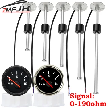 Sensor de nivel de combustible para coche, medidor de tanque con indicador, 0 ~ 190 ohm, 52mm, Unidad de envío de combustible con 100 ~ 600 mm