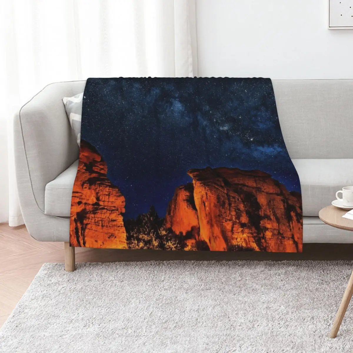 Scenic Milky Way Galaxy at the Grand Canyon Throw Blanket Anti Shedding Soft Fuzzy Blanket for Home